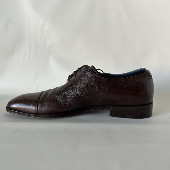 Salvatore Ferragamo Brown Leather Cap Toe Derby Shoes Men\'s Size 9 D Italy main image 6
